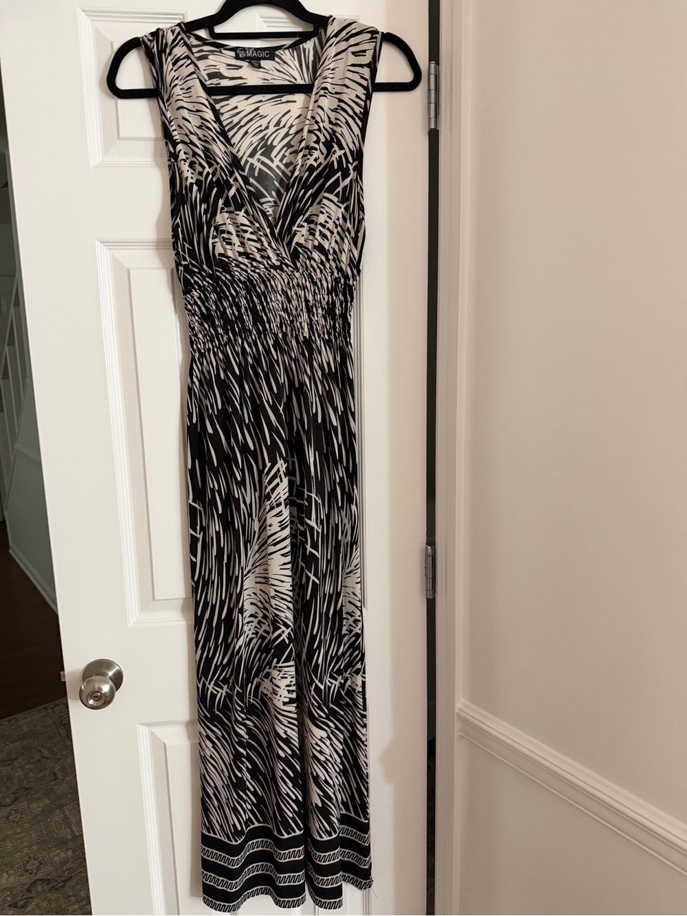 Magic Black & White Printed Sleeveless Maxi Dress